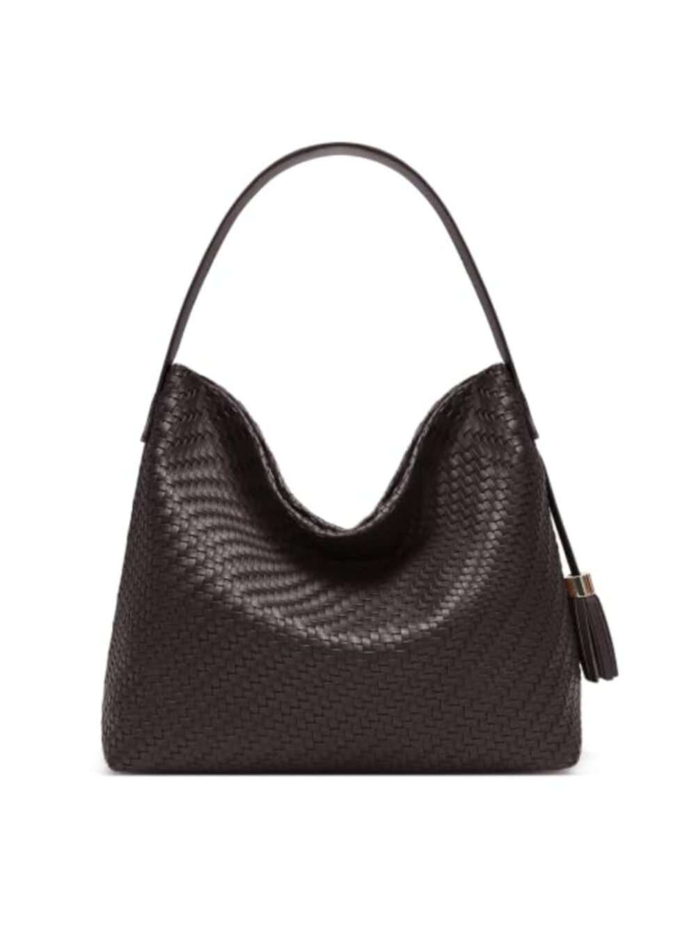 Woven Tote Bag Faux Leather Adjustable Strap Everyday Handbag